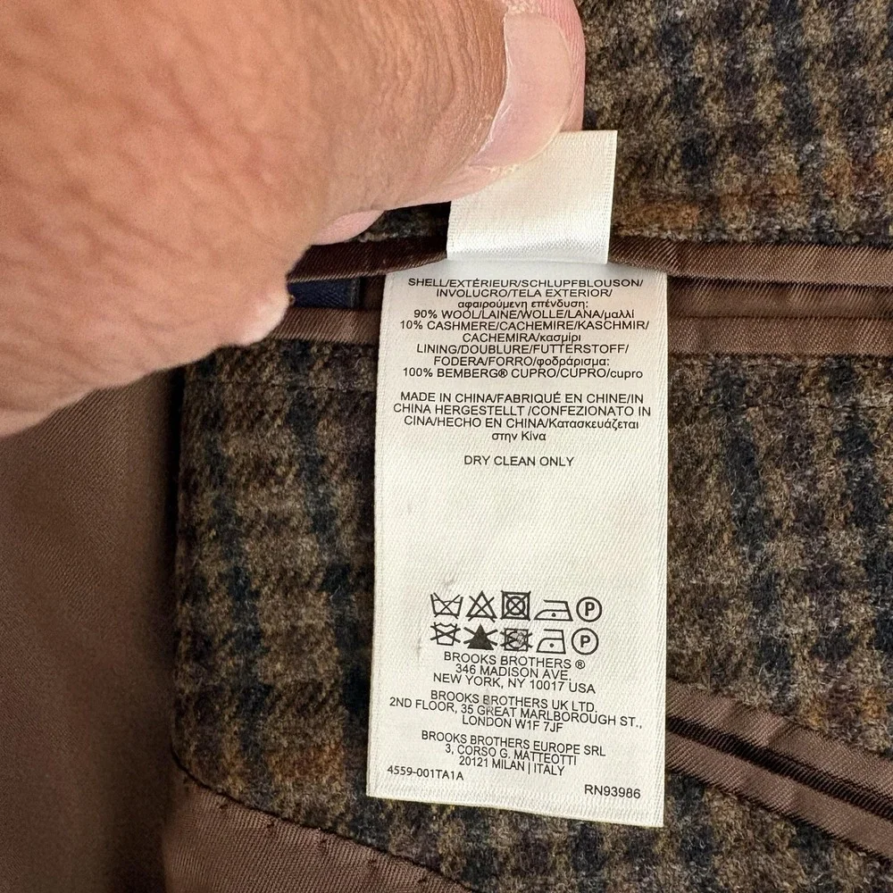 Brooks Brothers Madison Blazer E Thomas Wool Houndstooth Check 46R